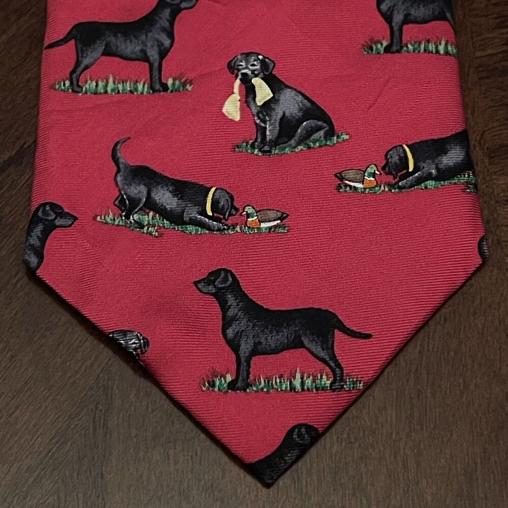 Vintage Alynn “ Black Labrador Retriever “ 100% Silk Made In Usa